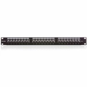 KELine 24 Port(s) Network Patch Panel - Category 6 - Twisted Pair - Black - 24 x RJ-45 - 1U High - Cabinet Mountable