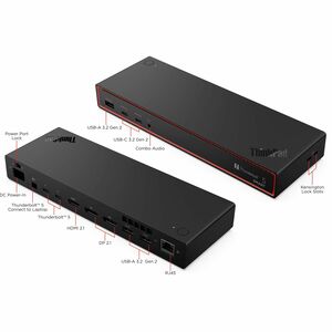 Lenovo Thunderbolt 5 Docking Station for Monitor, Mobile Workstation - Charging Capability - 265 W - Eclipse Black - 4 Dis