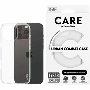 CARE Urban Combat Hülle für Apple iPhone 16 Pro Max Smartphone - Transparent - Sturzsicher, Kratzfest, Stoßfest, Reißfest,