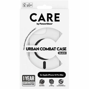 CARE Urban Combat Hülle für Apple iPhone 16 Pro Max Smartphone - Transparent, Schwarz - Sturzsicher, Kratzfest, Stoßfest, 