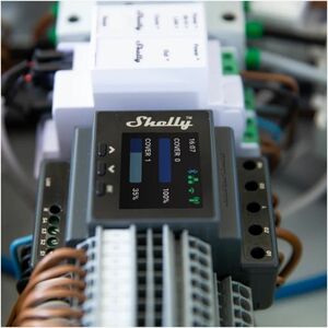Shelly Pro 4PM Dual Cover - WiFi + Ethernet + Bluetooth modul 2 db motoros redőny vezérlésére, DIN-sínre szerelhető