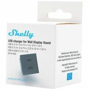 Shelly USB-A + USB-C töltő, kiegészítő modul az asztali tartóhoz, fekete