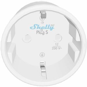 Shelly Plug S (Gen3) Wi-Fi + Bluetooth, Matter kompatibilis, fogyasztásmérős okoskonnektor, fehér