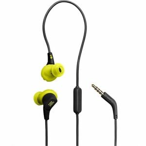 JBL Endurance Run 3 Wired Earbud, Behind-the-ear Stereo Earset - Black, Lime - Binaural - In-ear - 20 Hz to 20 kHz - Mini-