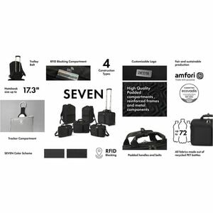 Dicota SEVEN Tasche (Rucksack) für 35,6 cm (14 Zoll) bis 40,6 cm (16 Zoll) Notebook - Schwarz - 1680D Polyethylenterephtha