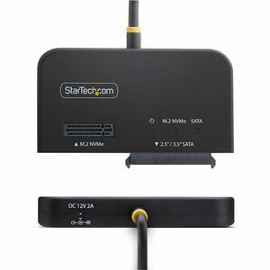 StarTech USB-C/USB-A to M.2 NVMe and 2.5in/3.5in SATA Adapter, 10Gbps, Tool-Free External SSD Hard Drive Reader, B+M/M-Key