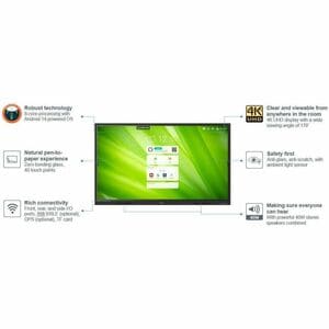 Optoma Creative Touch 1751RK 1905 mm 4K UHD LCD Collaboration Display - ARM Cortex A72 + A53 - 8 GB - Touchscreen - 3840 x