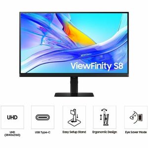 Samsung ViewFinity S8 S27D802UEE 27" Class 4K UHD LED Monitor - 16:9 - Black - 27" Viewable - In-plane Switching (IPS) Tec