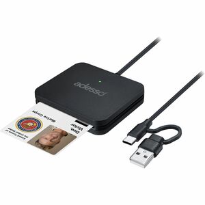 Adesso SCR-400 Smart Card Reader - Contact - Cable - USB Type C, USB Type A - Desktop, Automated Teller Machine (ATM), Dig