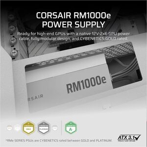 Corsair RPS0217 ATX 3.1 Modular Fuente de alimentación - 1kW - Blanco - Interno - 120 V, 230 V Entrada - 5 V, 12 V, 5 V SB