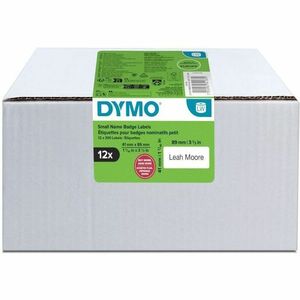 Dymo LabelWriter Name Badge Label - 41 mm Height x 89 mm Width - Roll - Removable Adhesive - White - Paper - 300 / Roll - 