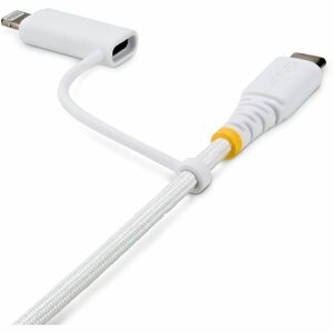 StarTech.com Câble de Recharge USB-C Robuste 2 en 1 de 1m avec Adaptateur Lightning, 30W/60W, Câble USB-C Tressé Certifié 