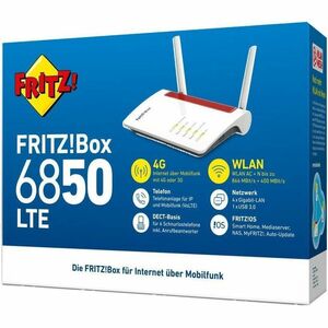 FRITZ! FRITZ!Box 6850 Wi-Fi 5 IEEE 802.11a/g/n/ac Mobilfunk, Ethernet Modem/Wireless Router - 4G - LTE 700, LTE 800, LTE 8