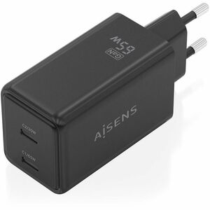 CARGADOR GAN 65W 2XUSB-C PD3.0 QC4.0 NEGRO