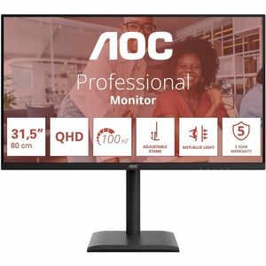 AOC Q32E4U 32" Class WQHD LED Monitor - 16:9 - Black - 80 cm (31.5") Viewable - In-plane Switching (IPS) Technology - WLED