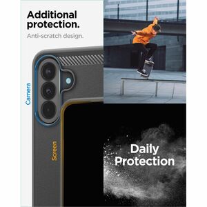 Spigen Rugged Armor Rugged Case for Samsung Galaxy A37 Smartphone - Carbon Fiber and Gloss Detailing - Matte Black - Matte