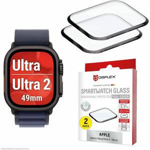 Displex 9H Acryl, Glas Displayschutz für Apple Watch Ultra - Transparent - 2 Pack - für OLED Apple Watch - Kratzfest, Schm
