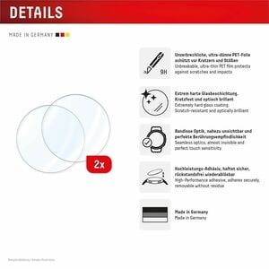 Displex 9H Hybridglas, Polyethylenterephthalat (PET) Displayschutz für Garmin - Transparent - 2 Pack - für AMOLED Smartwat