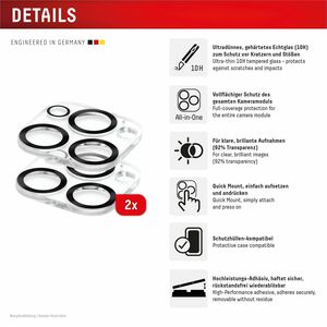 Displex Kamera-Objektivschutz - Transparent - Gehärtetes Glas - 2 Stück