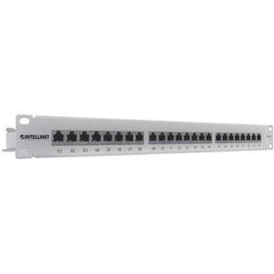 Patch Panel, Cat6, FTP, 24-Port, 1U, Shielded, 90° Top-Entry Punch-Down Blocks, Grey - 24 x RJ-45 - 24 x RJ-11 - 1U High -