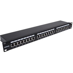 Intellinet 24 Port(s) Network Patch Panel - Black - 24 x RJ-45 - 1U High - 19" Wide - Rack-mountable