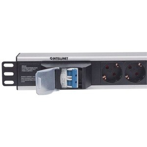 19" 1.5U Rackmount 6-Way Power Strip - German Type" , With Double Air Switch, No Surge Protection, 1.6m Power Cord (2 PIN 