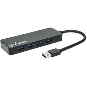 Manhattan USB-A 4-Port Hub, 4x USB-A Ports, 5 Gbps (USB 3.2 Gen1 aka USB 3.0), USB powered (no external power supply requi