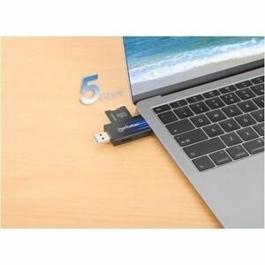 USB-A / USB-C combo Multi-Card Reader/Writer, 5 Gbps (USB 3.2 Gen1 aka USB 3.0), Male to microSD and SD/MMC Slots, Mini Fo