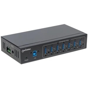 USB-A 7-Port Hub Industrial, 7x USB-A Ports, 5 Gbps (USB 3.2 Gen1 aka USB 3.0), 20 kV ESD Protection, A/C, Bus and Termina