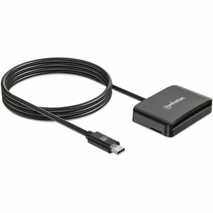 Manhattan USB-C Contact Smart Card Reader with MicroSD slot, USB Type-C Male to Contact Reader Interface and microSDXC, Su