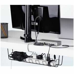 StarTech.com Bac de Rangement de Câbles sous Bureau, Longueur 61,5cm, Style Panier, Installation par Vissage, en Métal, No