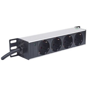 10" 1U Rackmount 4-Way Power Strip - German Type" , With Power Indicator, No Surge Protection, 1.8m Power Cord (2 PIN EURO
