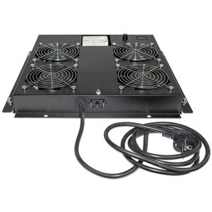 4-Fan Ventilation Unit for 19" Racks, Roof Mount, with Thermostat, Black - 4 Fan - 3.3 m³/min - 230 V AC - 482.60 mm Rack 