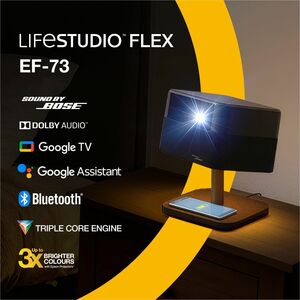 Epson Lifestudio Flex EF-73 3LCD Projector - 16:9 - Portable, Desktop, Floor Mountable - Night Black - High Dynamic Range 