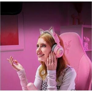 Casque de jeu Razer Kraken Kitty V3 Pro - Câblé / Sans fil - Design Sur tête - Stéréo - Couleur Rose - Binaural - Circumau
