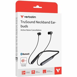 Verbatim TruSound Wireless Earbud, Behind-the-neck Stereo Earset - Black - Binaural - In-ear - Bluetooth - 32 Ohm - 20 Hz 