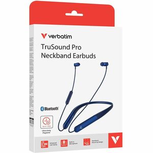 Verbatim TruSound Pro Wireless Earbud, Behind-the-neck Stereo Earset - Blue - Binaural - In-ear - Bluetooth - 32 Ohm - 20 