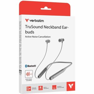 Verbatim TruSound Wireless Earbud, Behind-the-neck Stereo Earset - Grey - Binaural - In-ear - Bluetooth - 32 Ohm - 20 Hz t