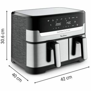 Moulinex Dual Easy Fry & Grill, Capacità 8,3 L, Doppio Cestello, Friggitrice ad Aria e Griglia, 8 Programmi Preimpostati, 