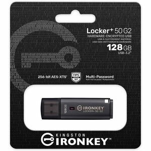 IronKey Locker+ 50 G2 128 GB USB 3.0, USB 3.1 Flash Drive - 256-bit AES-XTS, 256-bit AES - TAA Compliant - 145 MB/s Read S