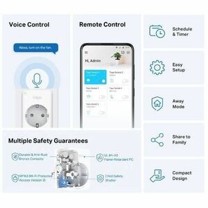 Tapo Mini Smart Wi-Fi Socket Tapo P100 - 230 V AC / 10 A, 120 V AC - Alexa Supported