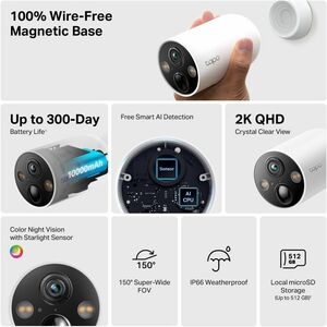 Tapo 2K Smart Wire-Free Security Camera (4-pack)