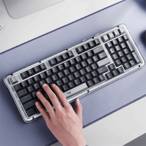Logitech K98M Plus 键盘 - 袖珍的 - 有线/无线 连接 - A 型 USB 接口 - 英文（美国） - QWERTY 布局 - 灰 - 机械 按键开关 - Bluetooth/RF - 10 m - 2.40 GHz - 