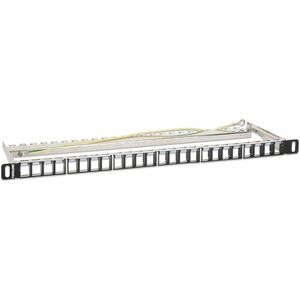 19" 24-Port Shielded Blank Patch Panel, 0.5U, Unloaded 19-inch Rackmount Keystone Panel for High-density Installations, Re