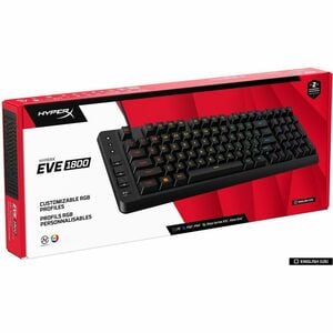 HyperX Eve 1800 Gaming Keyboard - Compact - Cable Connectivity - USB Type A Interface - RGB LED - English (US) - Black - M