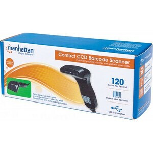 Contact CCD Handheld Barcode Scanner, USB, 80mm Scan Width, Cable 152cm, Max Ambient Light: 3,000 lux (sunlight), Black, T