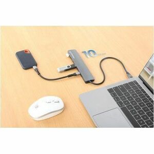 Manhattan USB-C Dock/Hub, Ports (x7): USB-A (x3) and USB-C (x4), with Power Delivery (PD) 100W- requires external USB-C ch