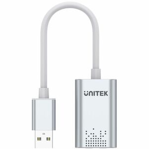 Unitek Audio Adapter - 1 x USB 2.0 Type A - Male - 2 x Mini-phone Stereo Audio - Female - Silver