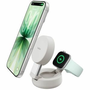 Belkin UltraCharge Pro Induktionsladegerät - Sand - für Qi2-fähiges Gerät, iPhone, Smartwatch, MagSafe-fähiges Gerät, Smar