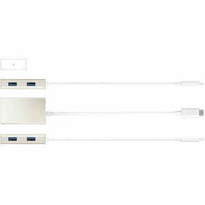 j5create JCH343 USB Hub - USB Type C - 640 MB/s - Notebook, Mouse, Keyboard, Flash Drive - Champagne Metallic - 4 Total US